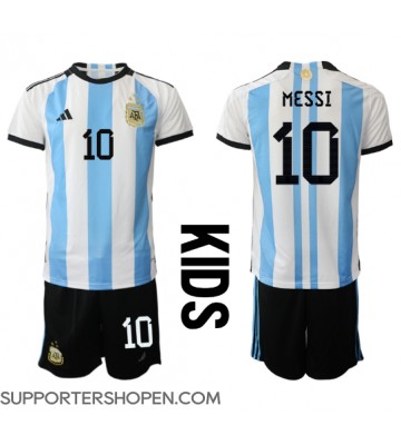 Argentina Lionel Messi #10 Hemmatröja Barn VM 2022 Kortärmad (+ korta byxor)